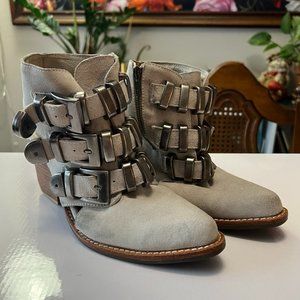 Jeffrey Campbell White Suede Tripoli Booties